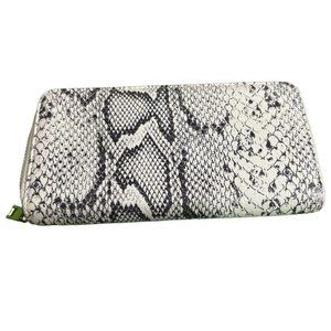 NWOB Cream Snake Print Leather Zip Around Wallet